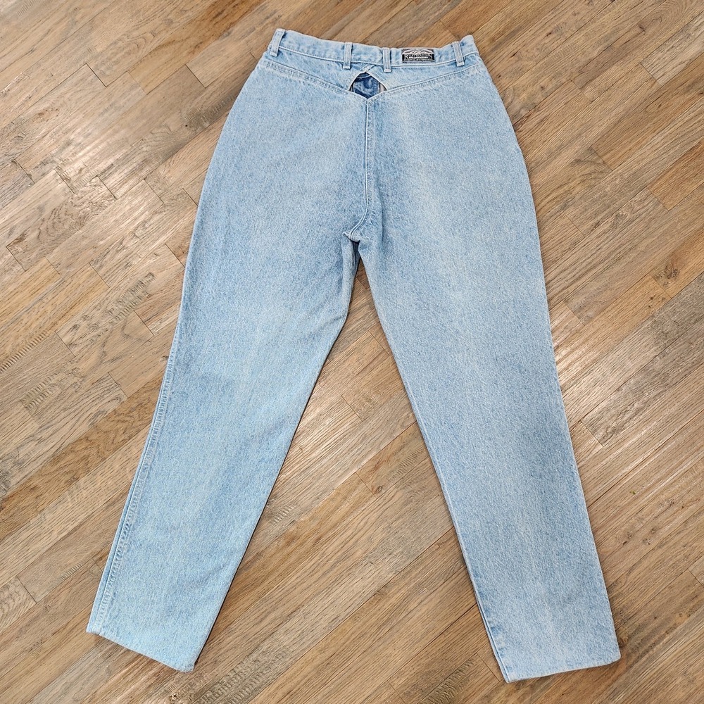 VTG 90 Rocky Mountain Bareback Jeans 28 Waist 31.5 Inseam Cutout Back Light Wash - Picture 8 of 13
